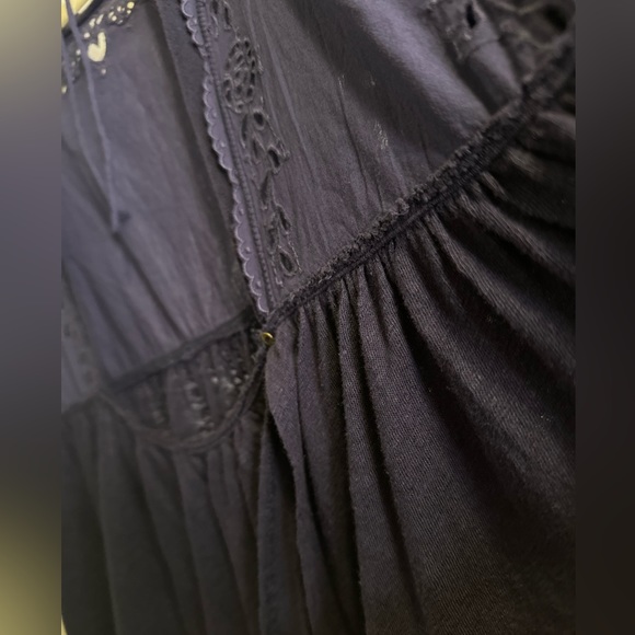 Free People Bella Babydoll Tank Top Navy Blue Tie back Woman Large New XS - Picture 10 of 11